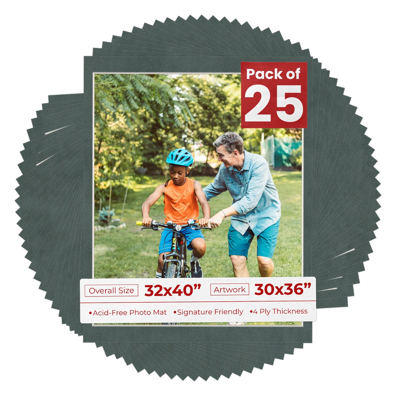 Dark Grey Suede Mat Board for 32x40 Frames - Fits 30x36 Photos